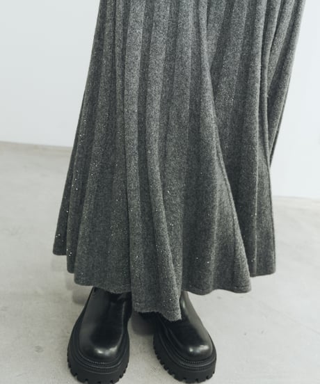 【FINE】wool wide rib knit skirt/2color