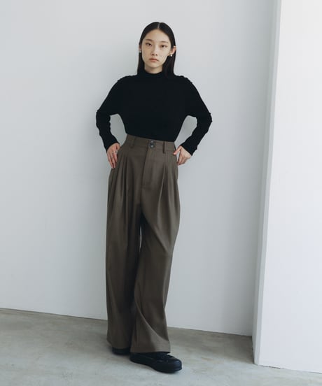 【FINE】uneven tuck slacks（setup対応）/2size/2color