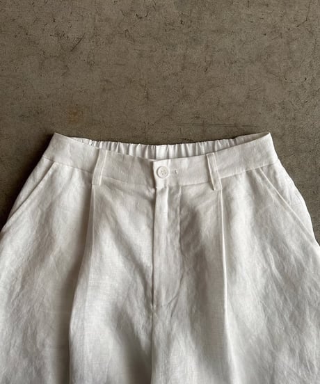 【setup対応】relaxed open linen shirt / linen tuck shorts /2color