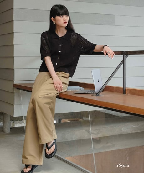 mesh polo knit shirts/2color