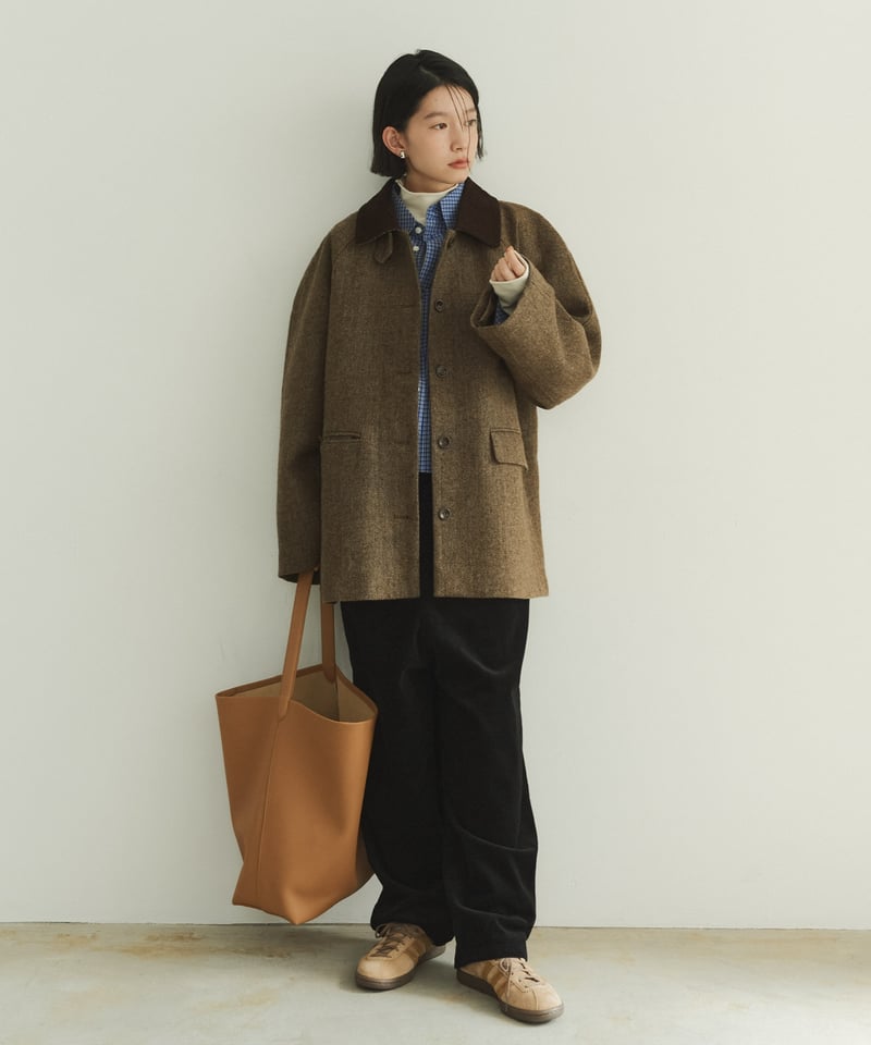 corduroy collar wool middle coat/2color | F A S