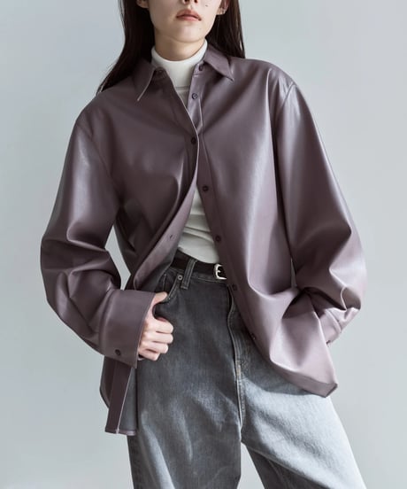 【FINE】fake leather shirts/3color