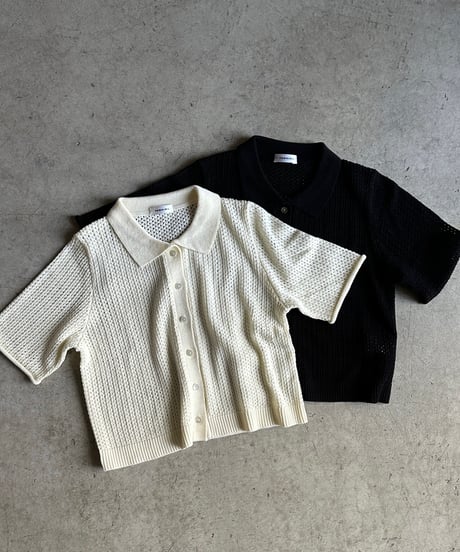 mesh polo knit shirts/2color