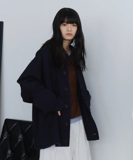 distressed twill jacket / 2color
