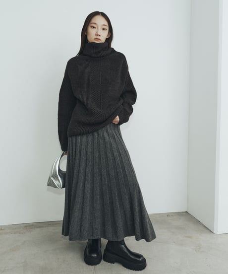 【FINE】wool wide rib knit skirt/2color