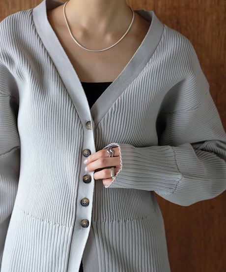 curved form V neck cardigan/3color
