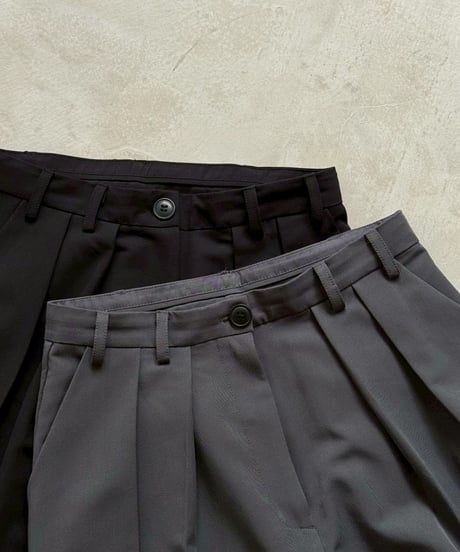 slim curve double pleat slacks / 3color / 2size