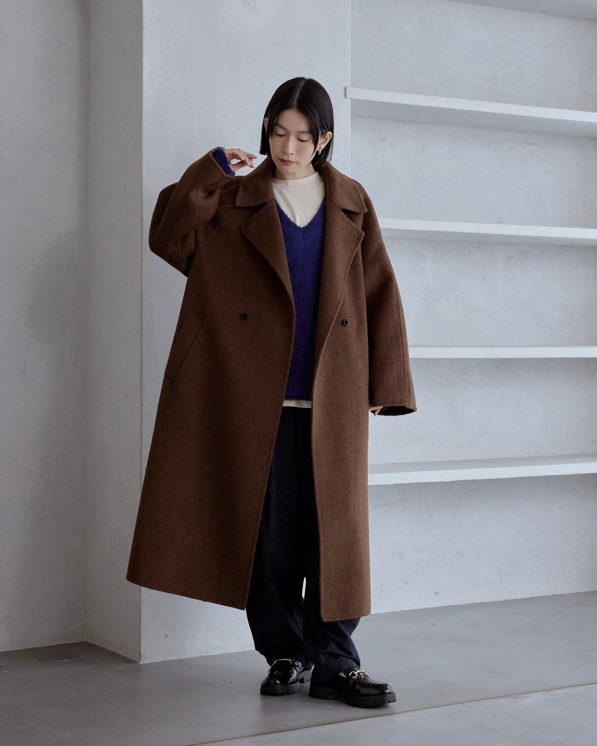 double face wool stand collar coat/2color | F A