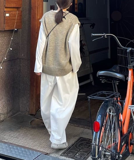 smooth cotton loose tapered pants/3color