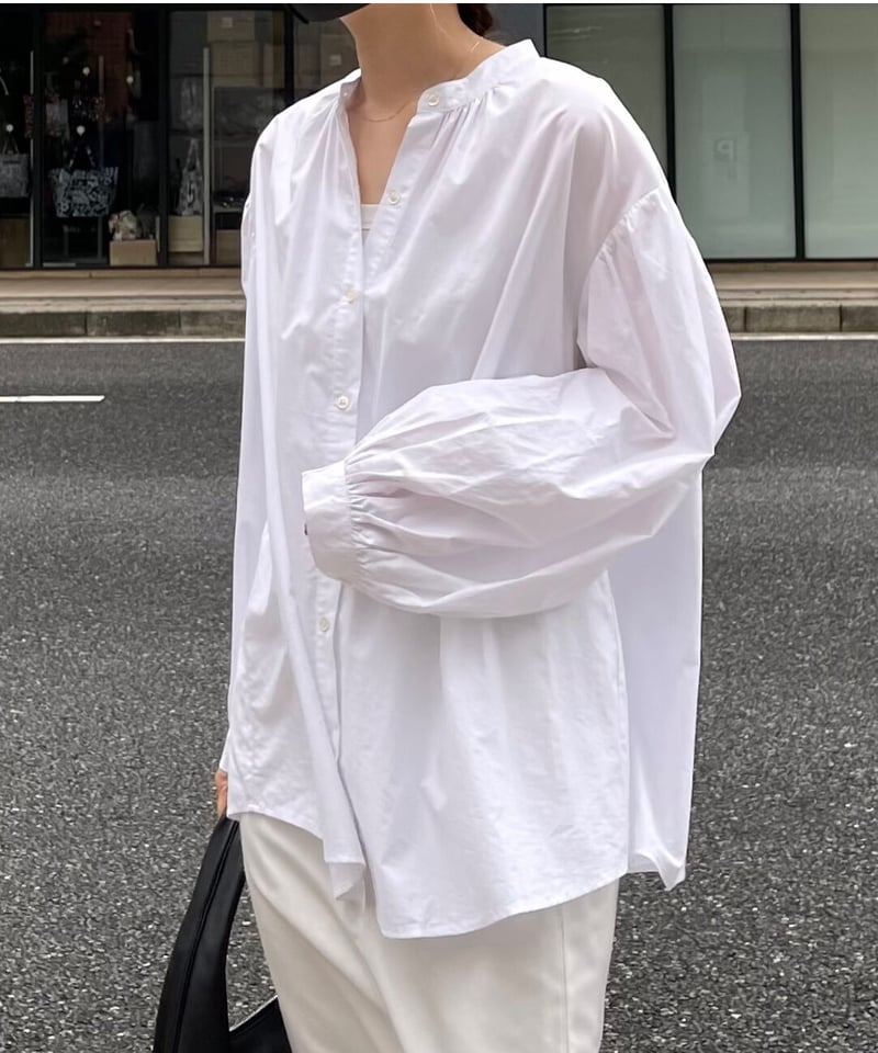 stand collar volume sleeve blouse/2color | F A
