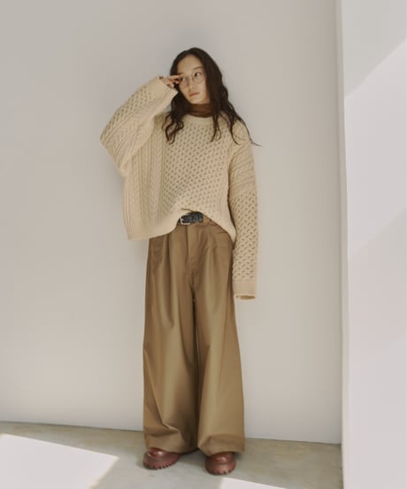 wool blend aran knit/5color
