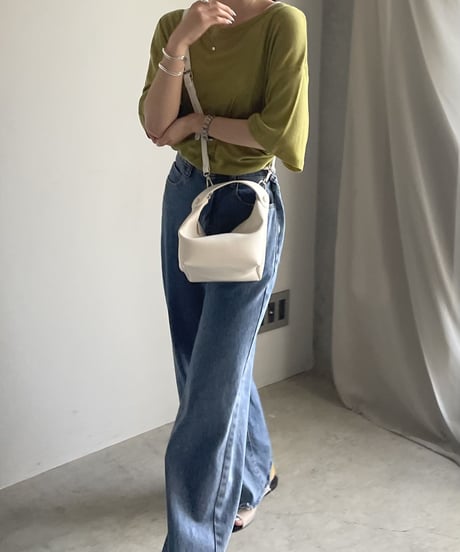 cut off wide denim pants/2size