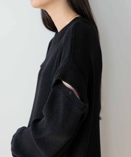switch sleeve rib knit OP/2color