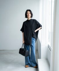 cut off wide denim pants/2size