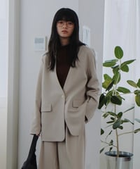 collarless jacket / 2color（セットアップ対応）