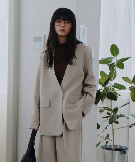 collarless jacket / 2color（セットアップ対応）