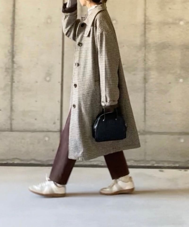 FASHIRU wool mix ステンカラーチェックコート FASHIRU wool mix ステンカラーチェックコート - メルカリ