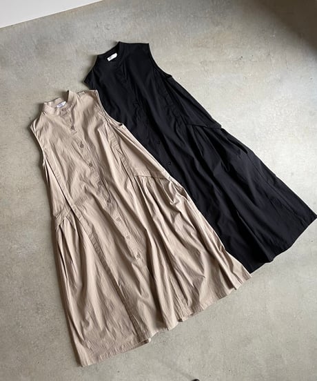 back pleats flare long OP/2color