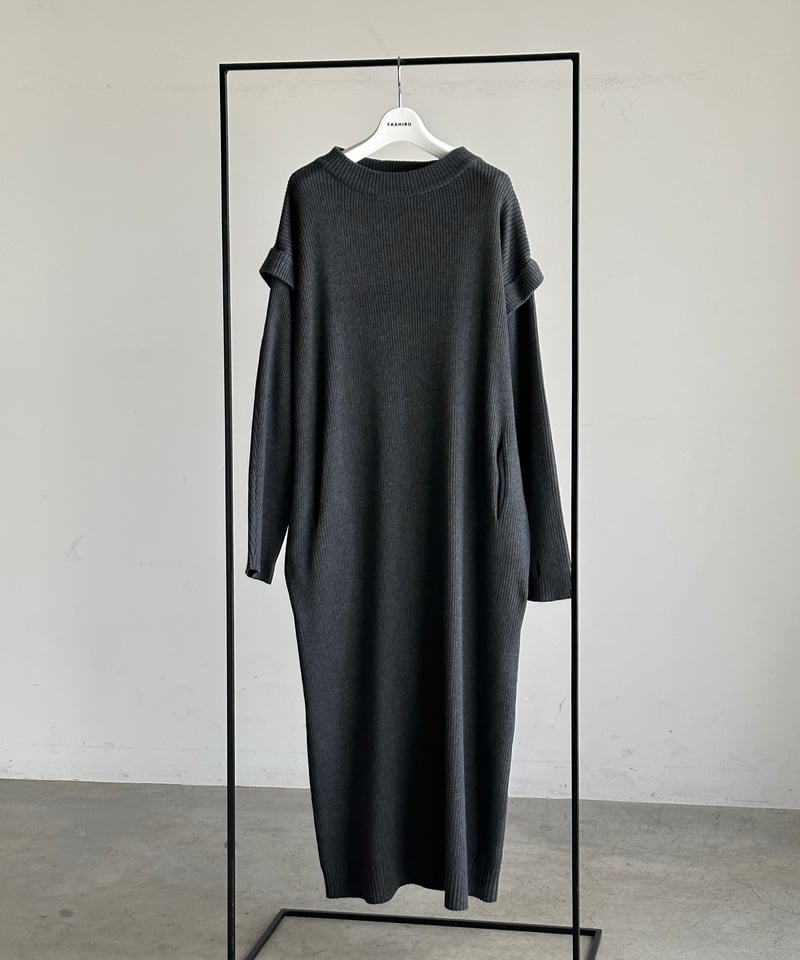 FASHIRUニットワンピース switch sleeve rib knit OP/2color | F A S H I R U