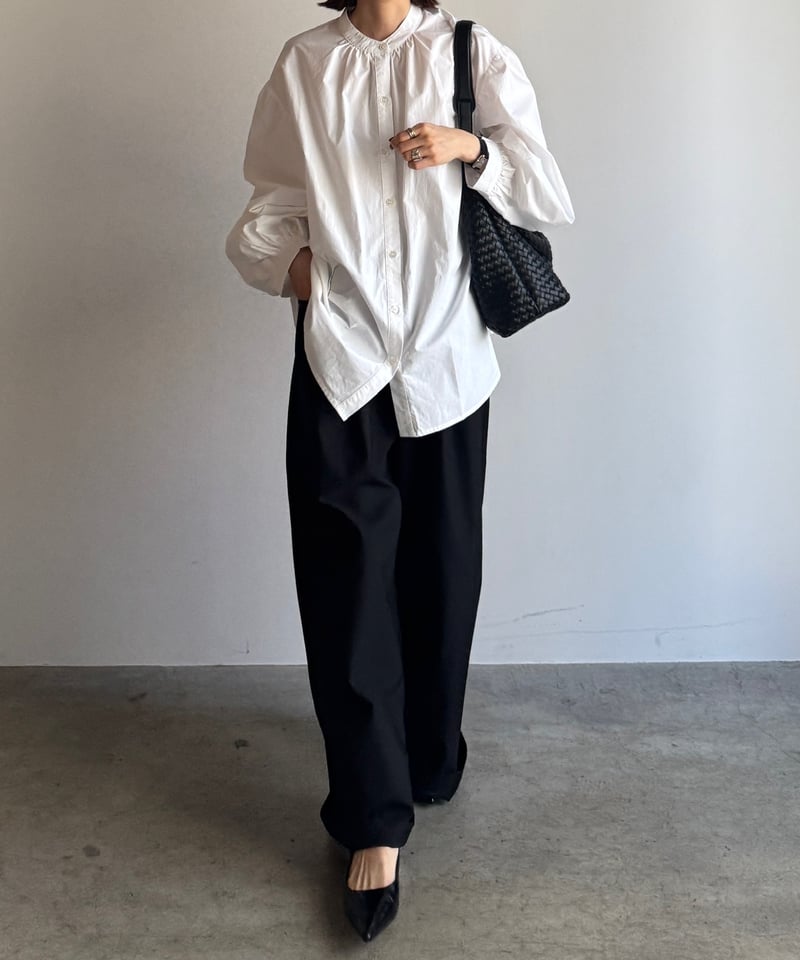 stand collar volume sleeve blouse/2color | F A
