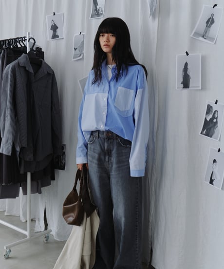 patchwork check oversized shirt