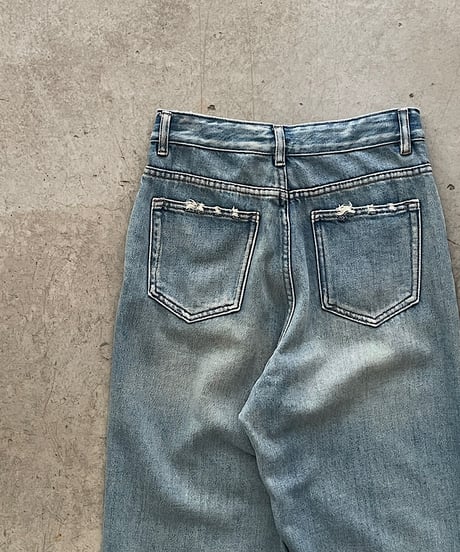 straight denim pants/2color