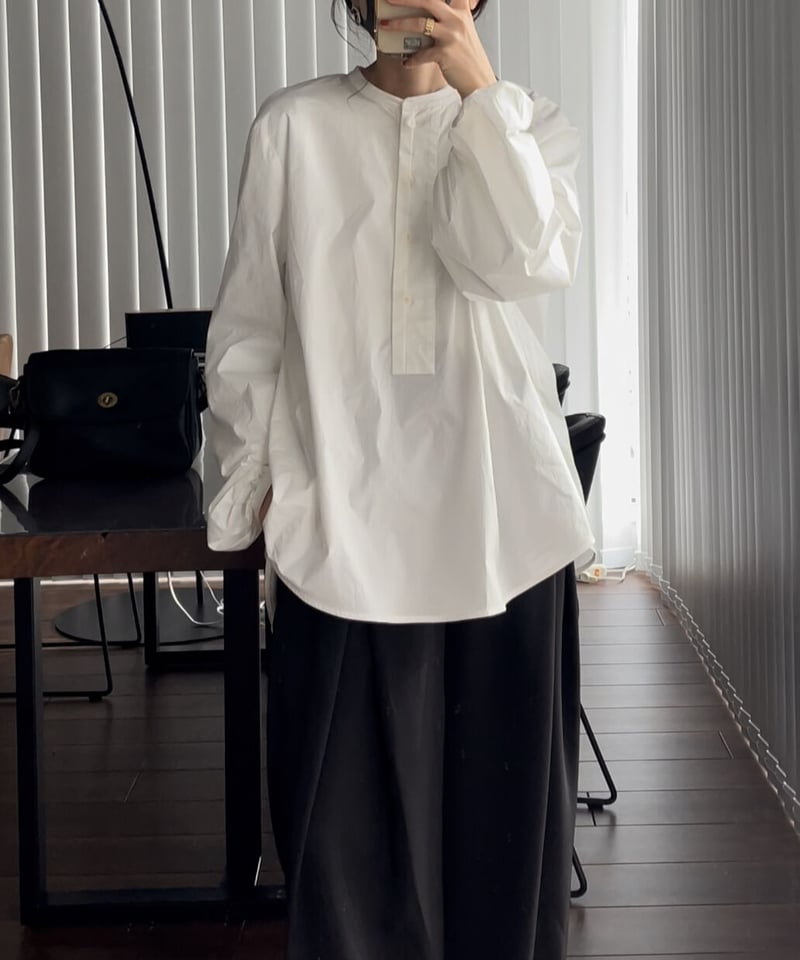 fashiru ファシル シャツ シャカパン アイボリー band collar pullover shirt | F A S H I R U