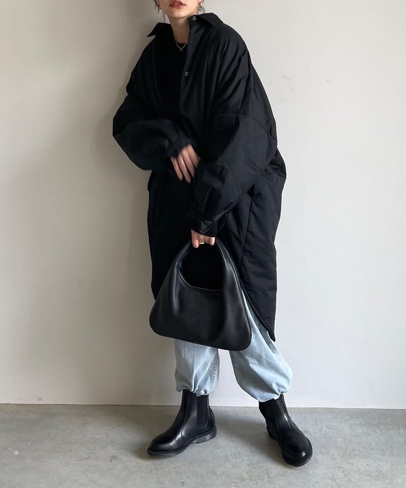 fashiru オーバーサイズ ブラック ロングコート シャツボリュームコート fashiru オーバーサイズ ブラック ロングコート シャツ