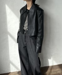 cropped fake leather jacket/2color