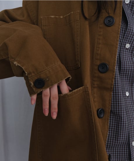 distressed twill jacket / 2color