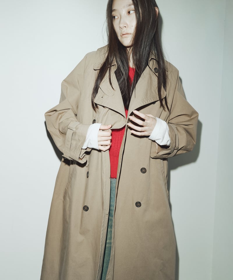 ベージュ ロングコート ベルト付き　fashiru トレンチコート FINE】authentic trench coat 〈送料無料〉 | F A S H I R U