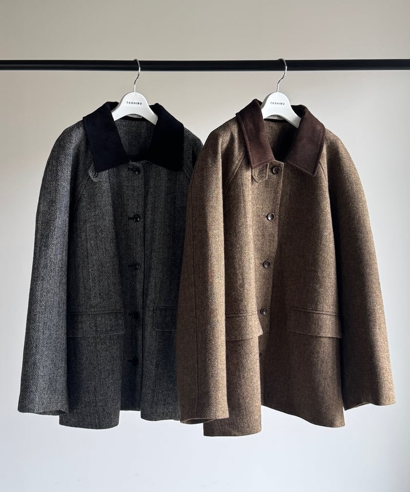 corduroy collar wool middle coat/2color | F A S