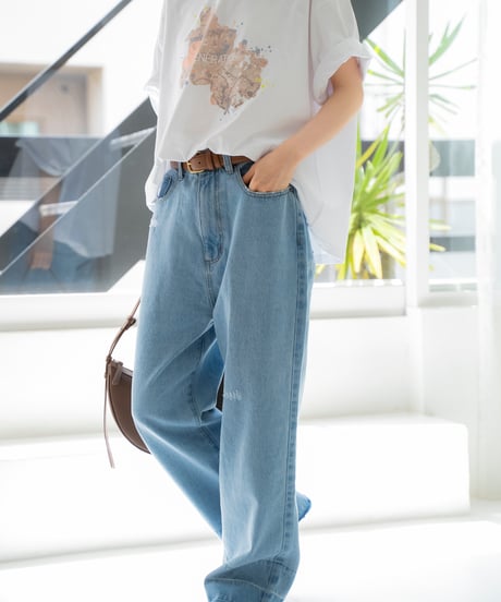 damaged loose straight denim