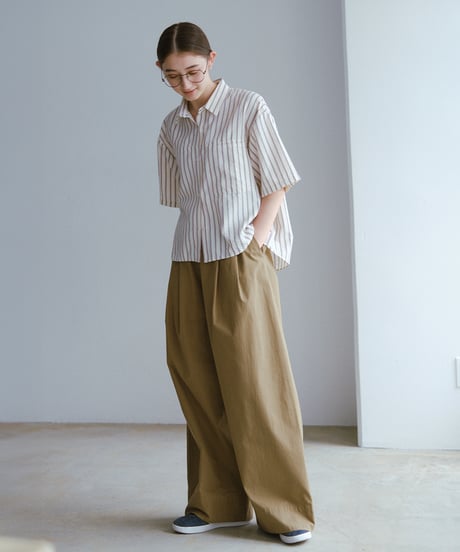 【setup対応】soft stripe short sleeve shirt / soft stripe easy pants /2color