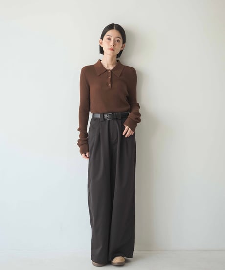 wool blend polo knit sweater/3color