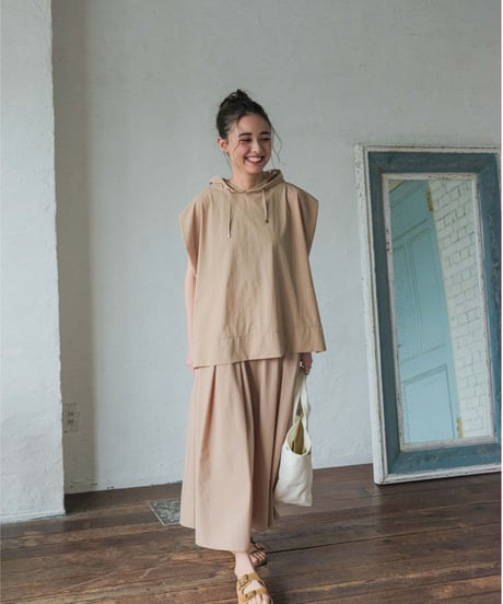 【setup対応】　no sleeve hoodie / tuck flare skirt （UV/feeling cold/waterproof）