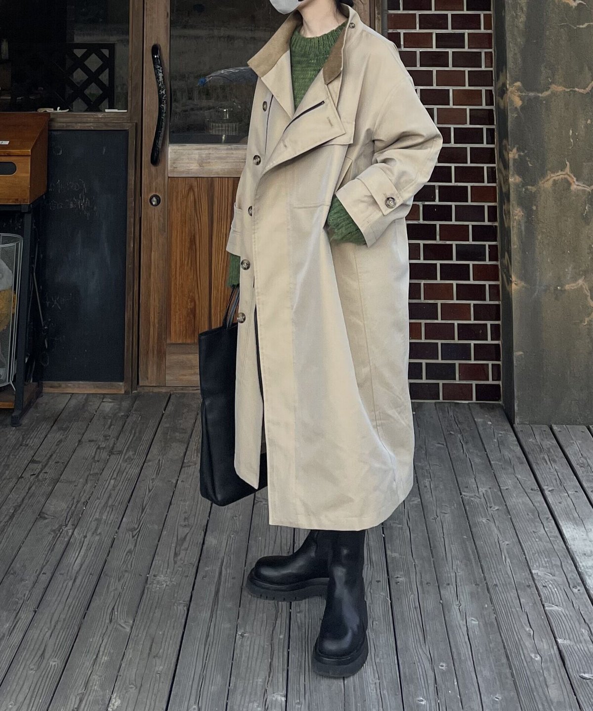 fashiru stand collar trench coat トレンチコート - ロングコート