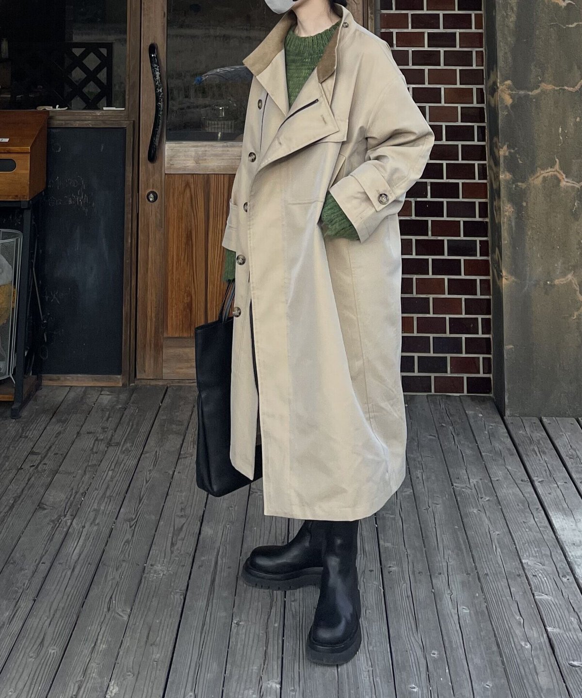 未使用】FASHIRU stand collar trench coat