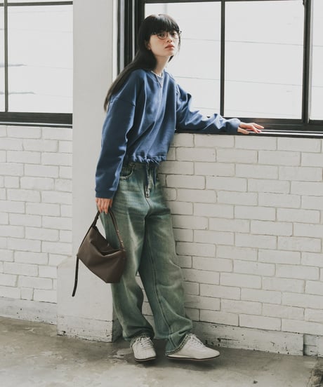 drawstring cropped sweat/3color