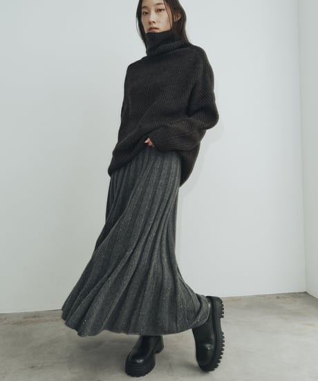 【FINE】wool wide rib knit skirt/2color