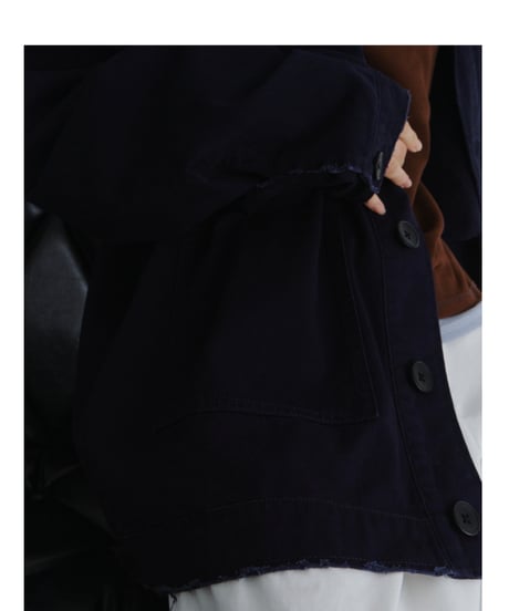 distressed twill jacket / 2color