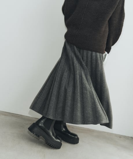 【FINE】wool wide rib knit skirt/2color