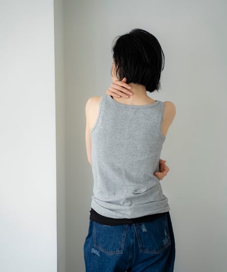 layered henley neck tank top