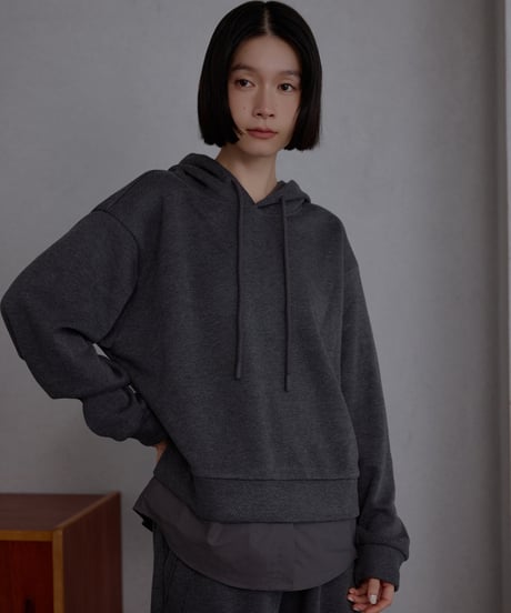 layered hem hoodie top（セットアップ対応）