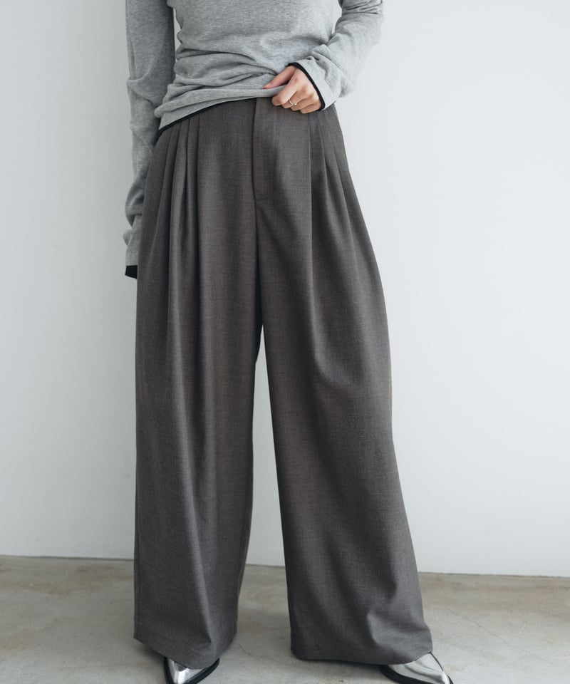 FINE】uneven tuck slacks（setup対応）/2size/2color