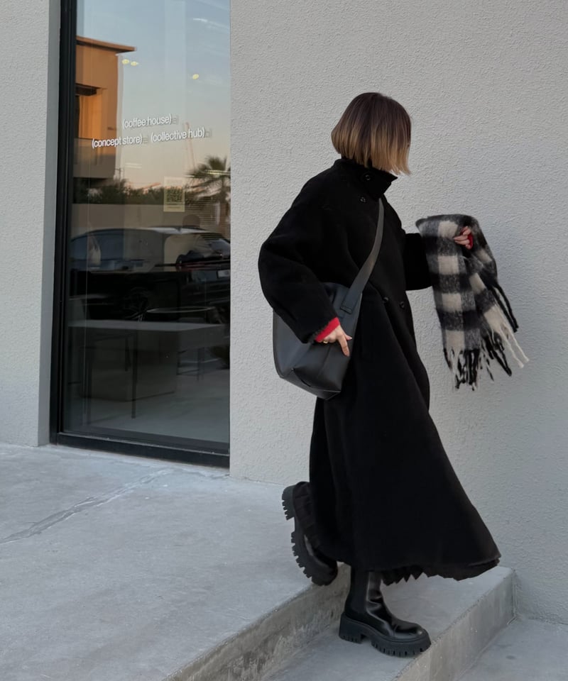 double face wool stand collar coat/2color | F A