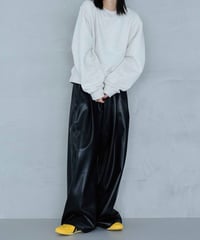 eco leather tuck wide pants