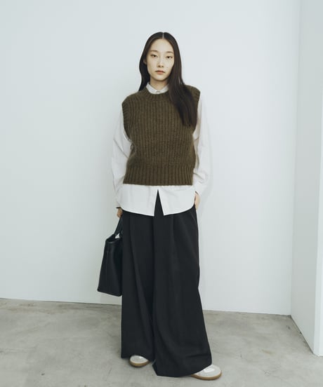 【FINE】mohair & wool crew neck vest/3color