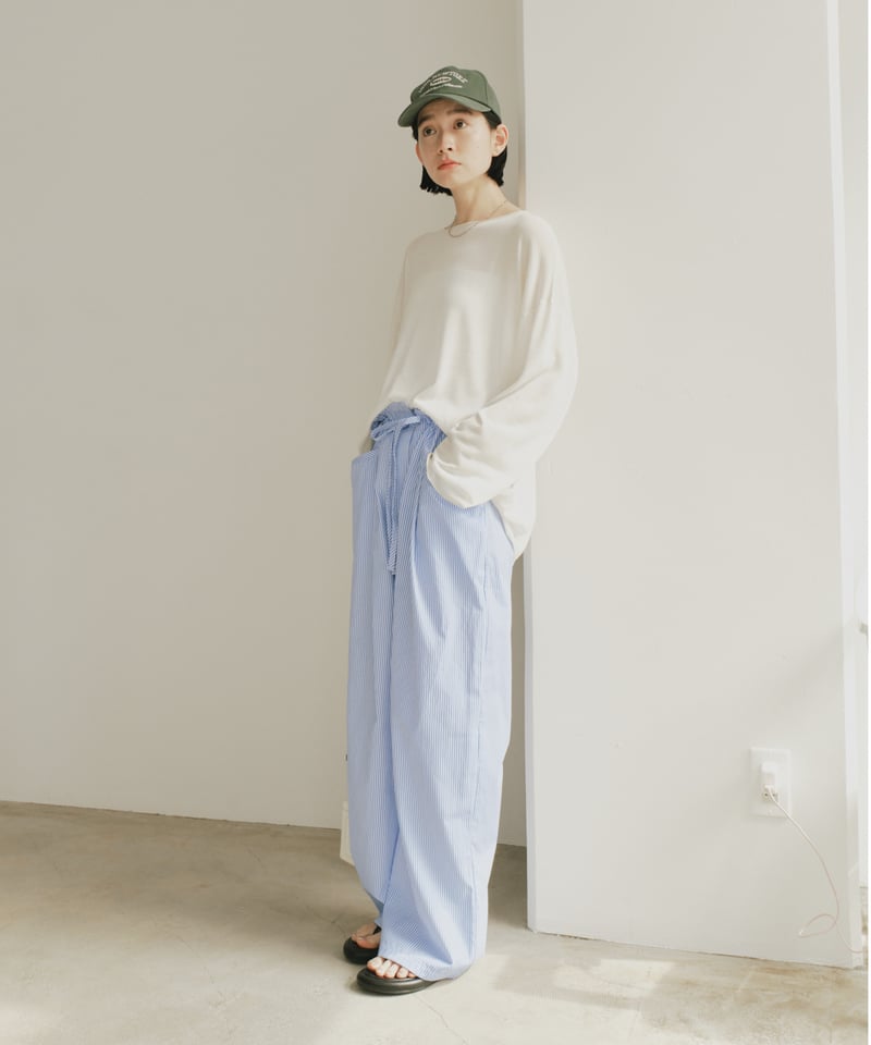 パンツ everyone stripe easy pants M everyone relax-fit stripe easy pants