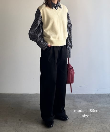 tuck wide chino pants/2color/2size